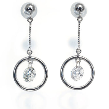 Diamond Drop Circle Chain Earrings 900 Platinum