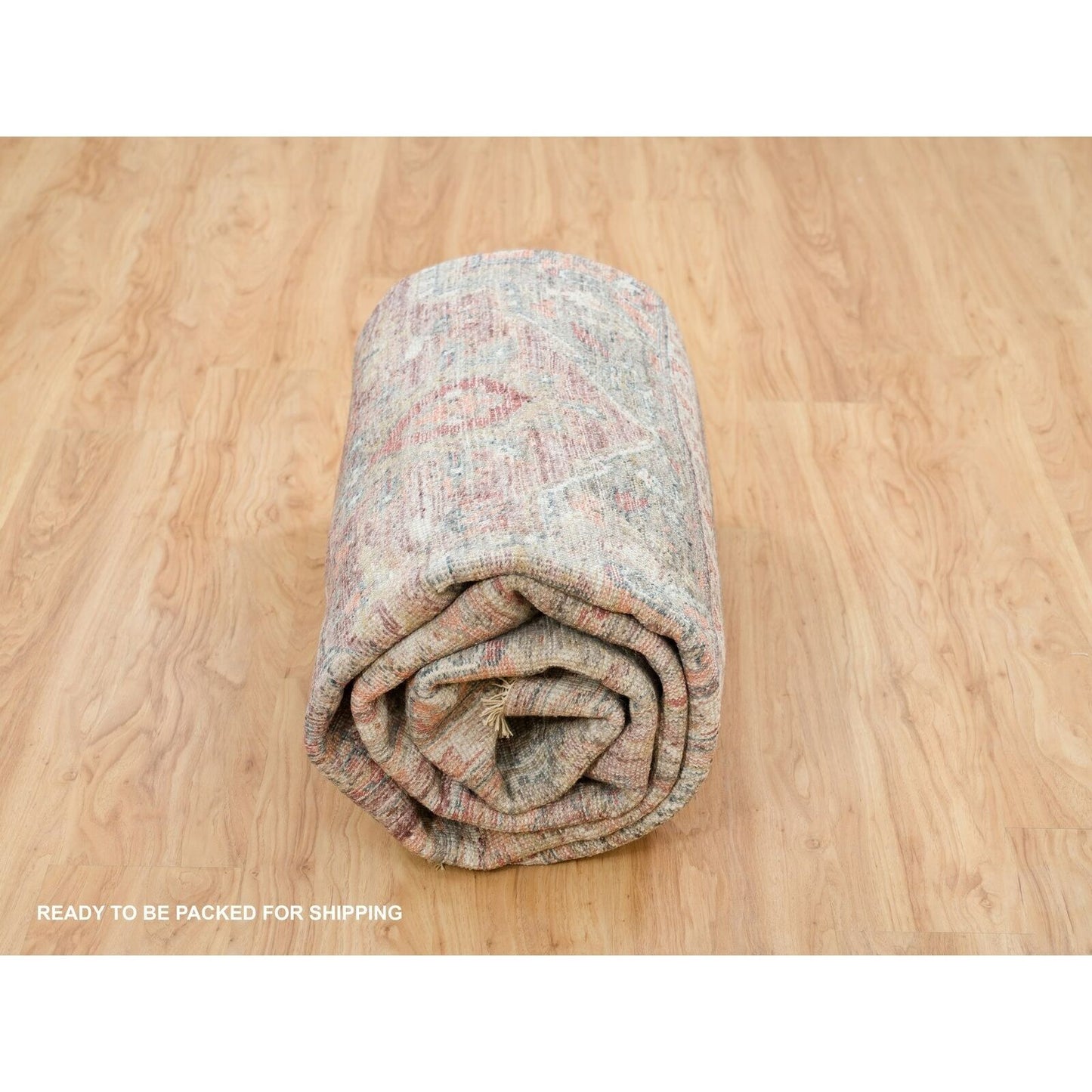 7'10"X10' Rosewood Red Hand Knotted Heris Revival Soft Wool Oriental Rug