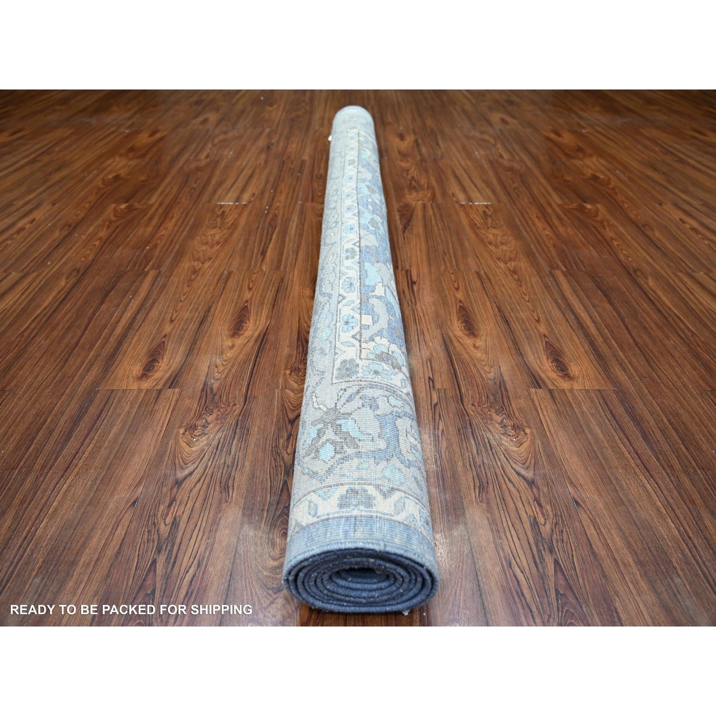 6'2"X8'10" Queen Blue Finer Peshawar Extra Soft Wool Hand Knotted Rug