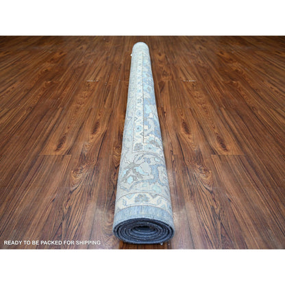 6'2"X8'10" Queen Blue Finer Peshawar Extra Soft Wool Hand Knotted Rug