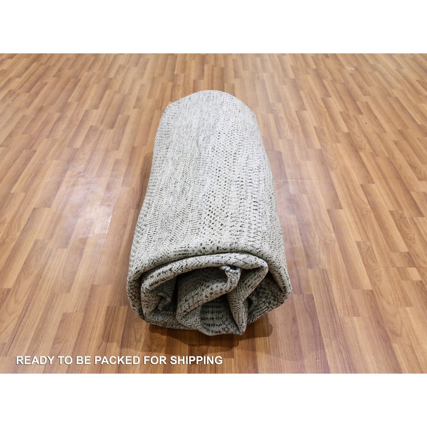 Rug 10'x10' Sea Gray Hand Knotted Round Pure Undyed Wool Grass Design