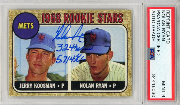 Nolan Ryan "324 Wins & 5,714 K'S" Autographed 1968 Rookie Reprint Card (Psa Auto
