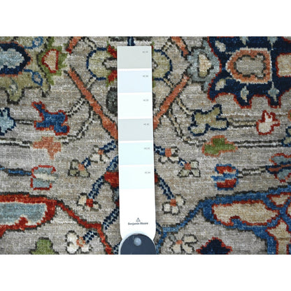 3'X6'2" Gray Hand Knotted Aryana Bidjar Garus Design Runner Oriental Rug