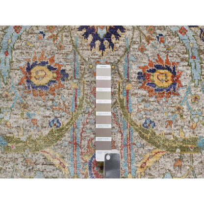 2'7"X22'1" Beige Hand Knotted Silk And Wool Sickle Leaf Xl Runner Rug