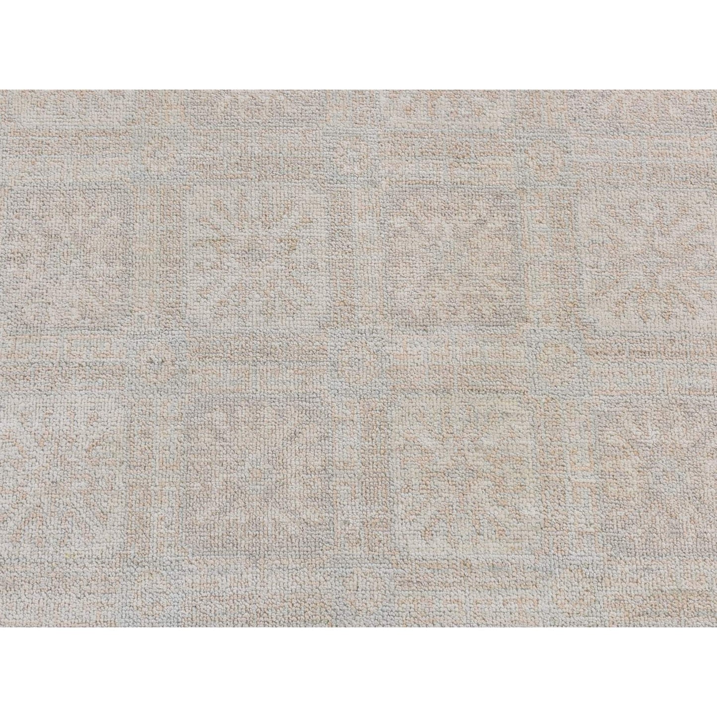 4'X6' Beige Hand Knotted Washed Out Khotan Design Pure Wool Rug