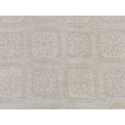 4'X6' Beige Hand Knotted Washed Out Khotan Design Pure Wool Rug