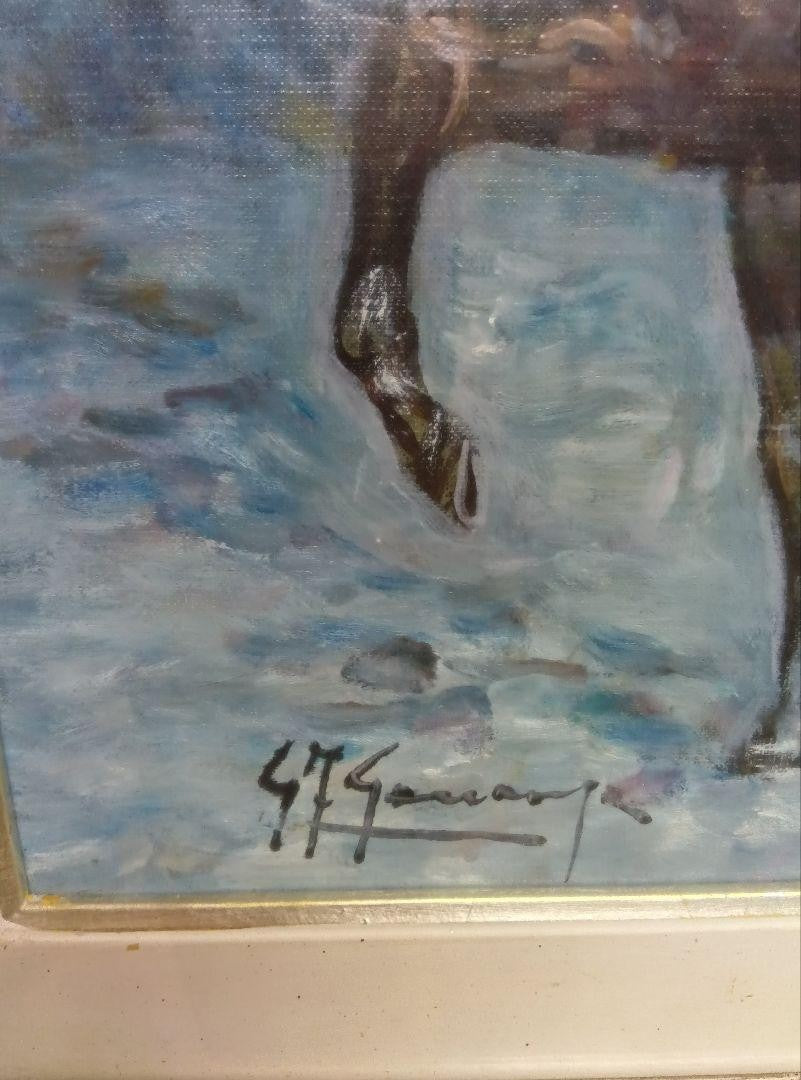 Giovanni Francesco Gonzaga Original Oil Painting "Buttero" Horse & Rider Signed