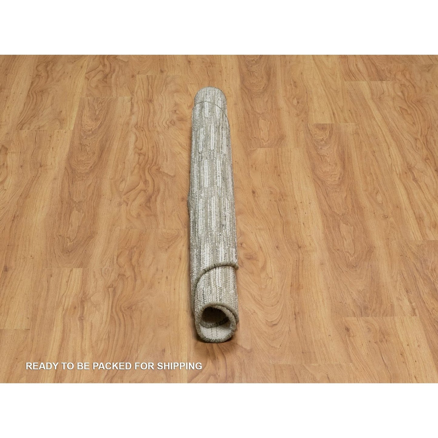 5'X5' Ivory Wool Rug Flat Weave With Textured Pile Hand Woven Round