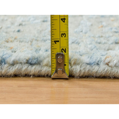 2'6"X10' Gray Wool And Silk Modern Jacquard Hand Loomed Runner