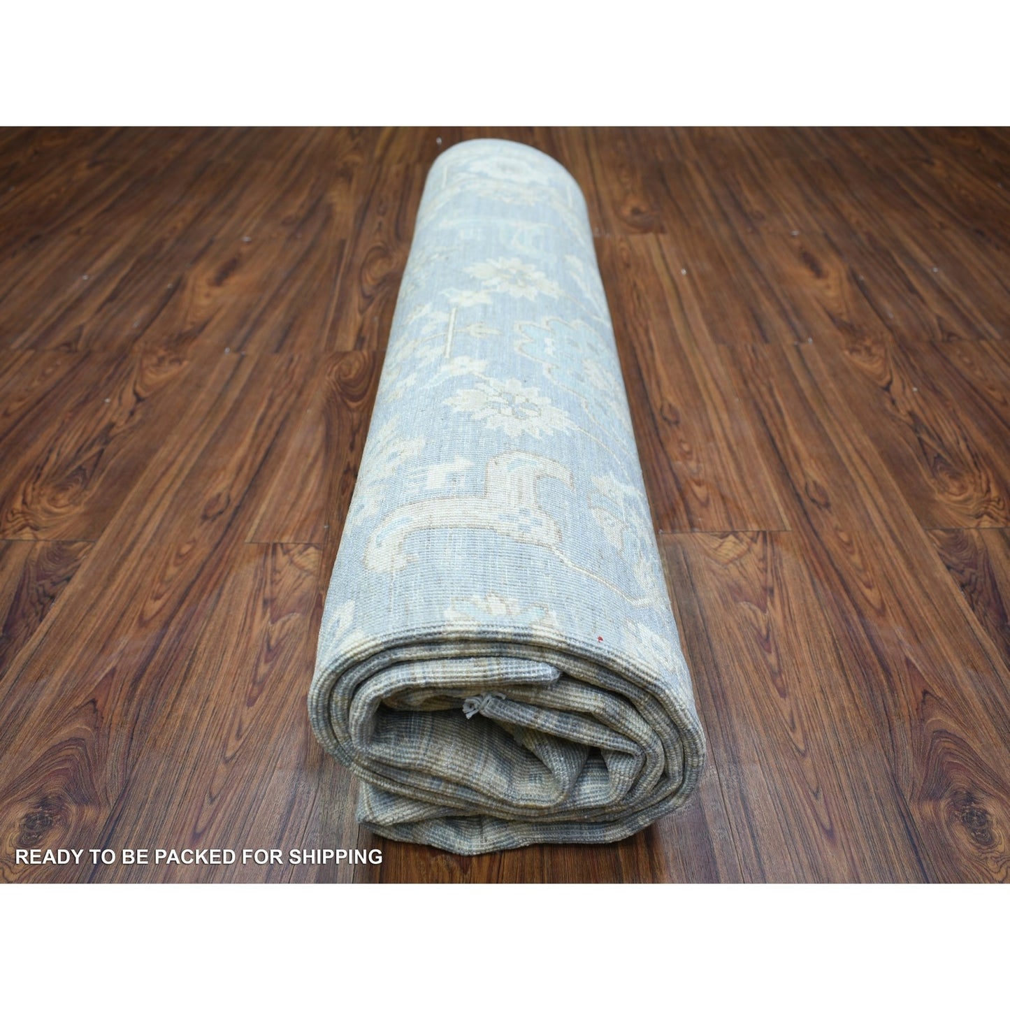7'10"X9'7" Cloud Gray White Wash Peshawar Natural Wool Hand Knotted Rug