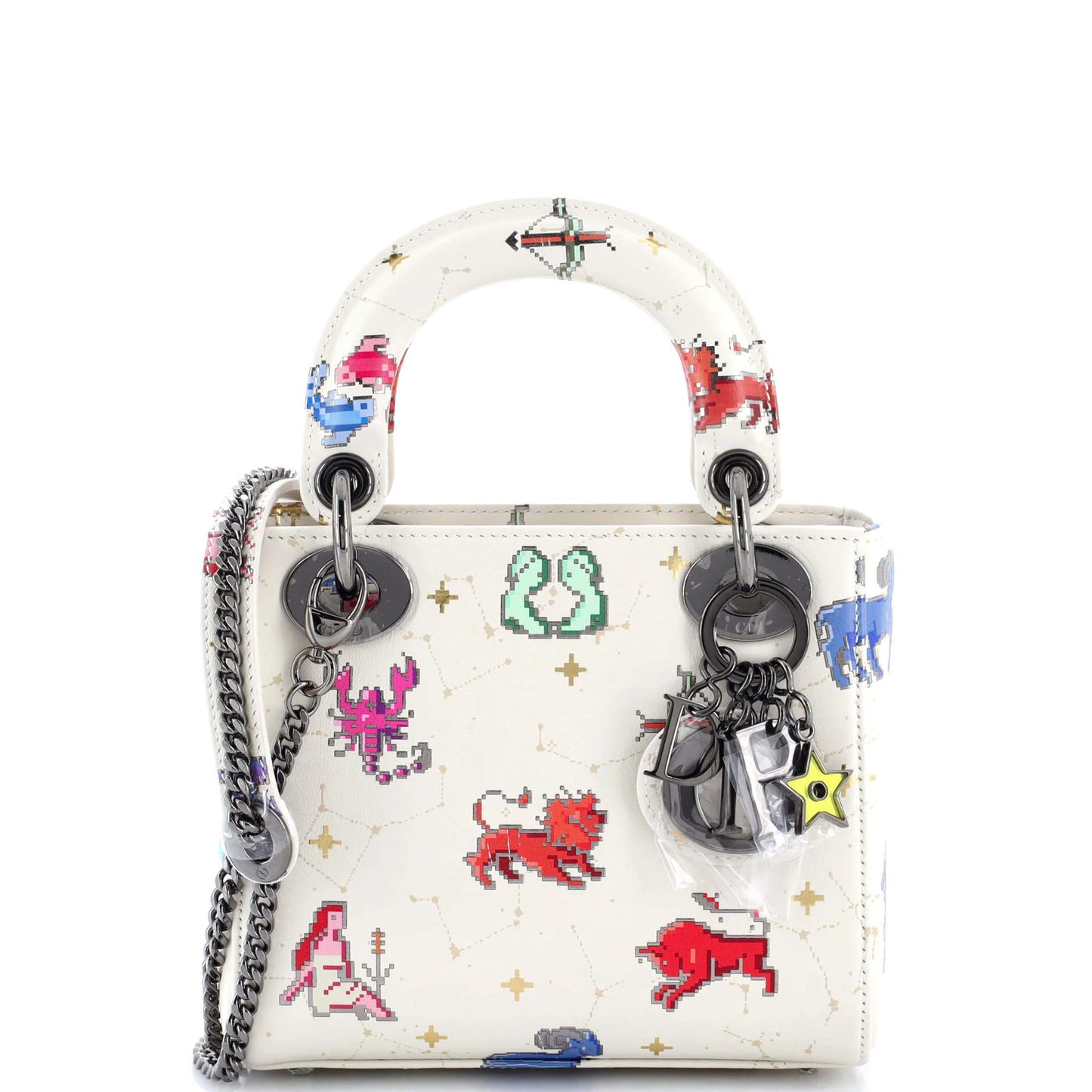 Christian Dior Lady Dior Bag Limited Edition Pixel Zodiac Printed Calfskin Mini