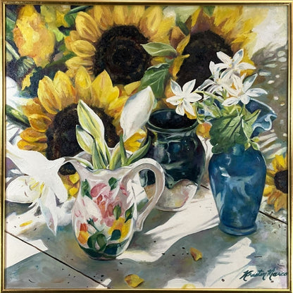 Kristin Marco Original Oil Painting Sunflower Celebration Large Framed Signed
