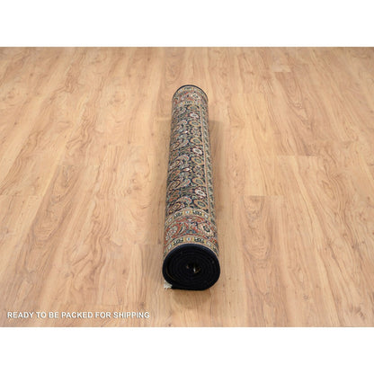 5'2"X7'4" Navy Blue Hand Knotted Herati 250 Kpsi Wool Rug