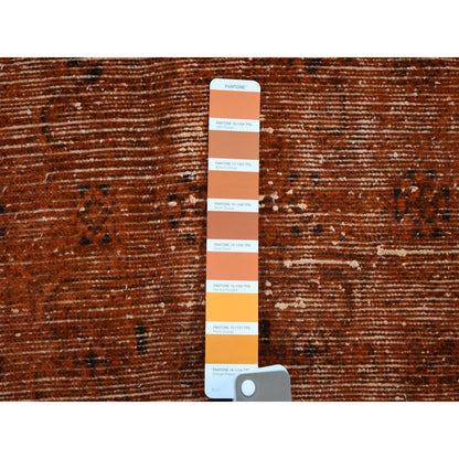 5'X11'2" Gallery Size Overdyed Farsian Meleyir Worn Wool Hand Knotted Rug