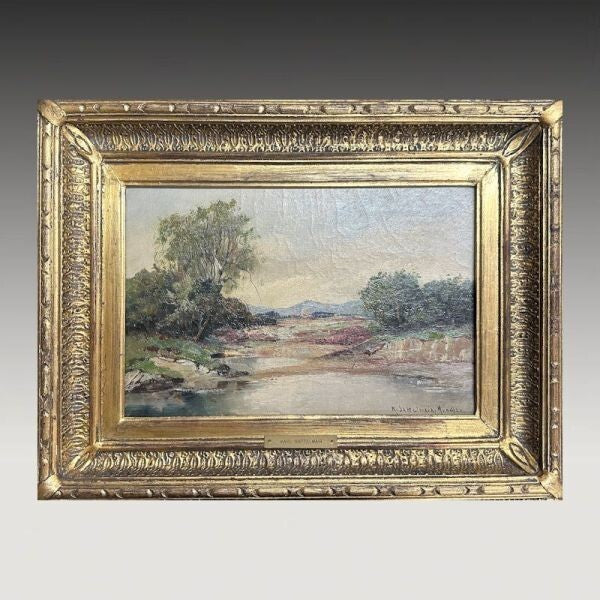 Karl Sattelmair Oil Painting Riverscene Signed Germany 24.8X36.2Cm Framed Coa