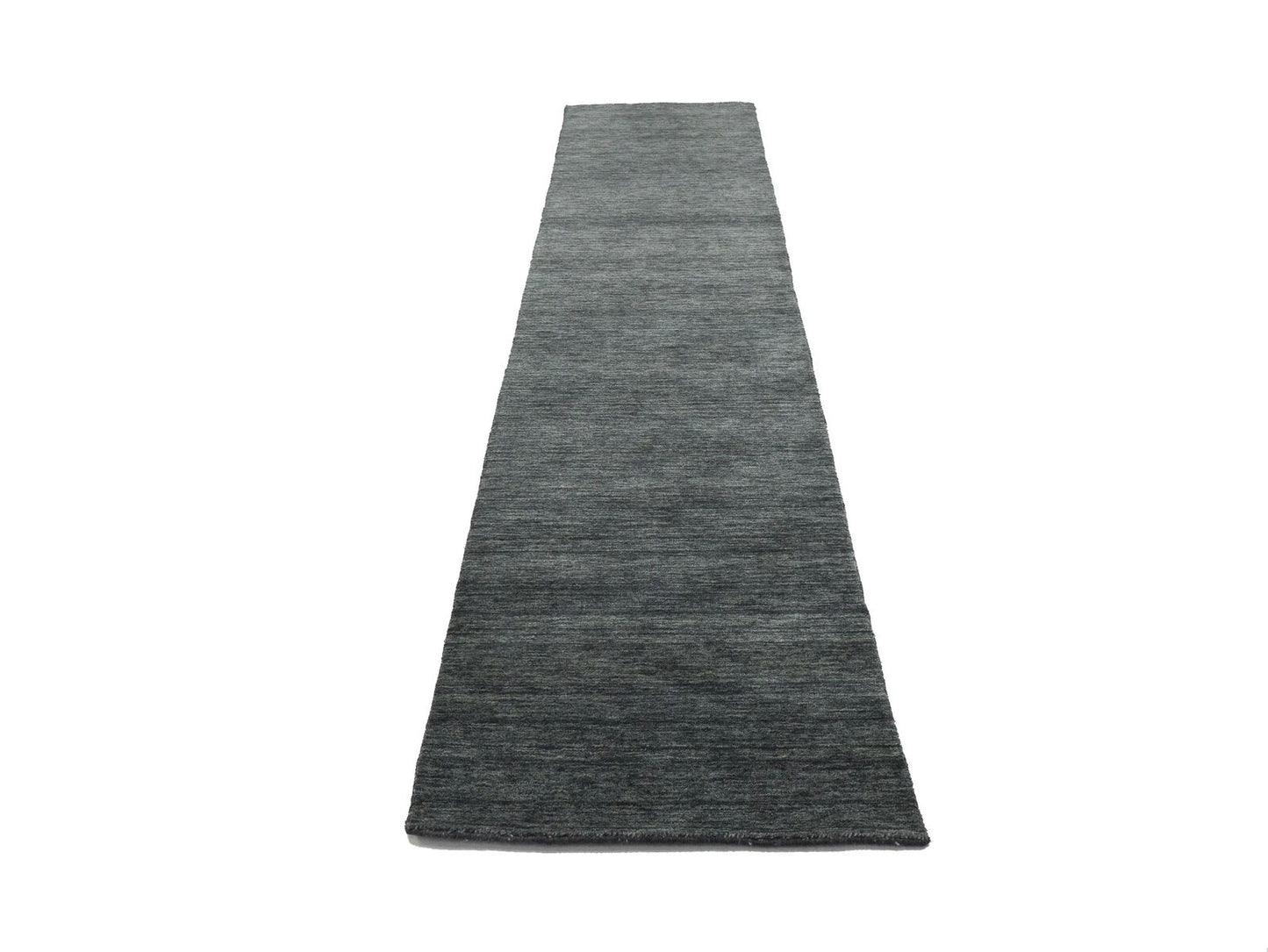 Solid Charcoal Hand-Loomed 3X12 Gabbeh Wool