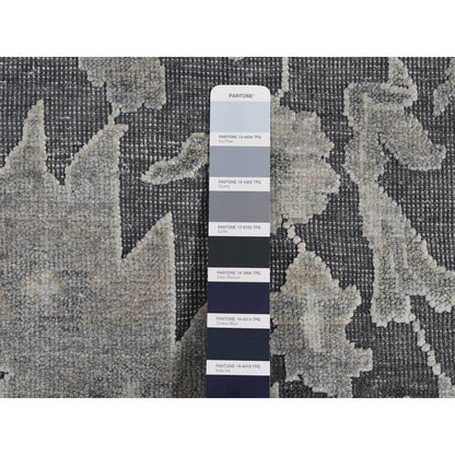9'X12'4" Gray Silk With Textured Wool Hand Knotted Oushak Influence Rug
