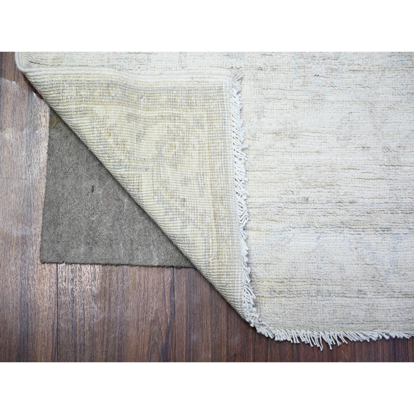 2'6"X5'10" Gray White Wash Peshawar Wool Hand Knotted Runner Rug
