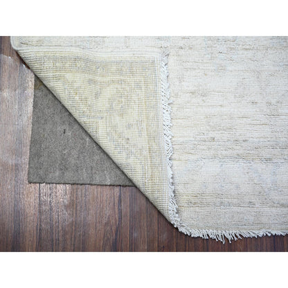 2'6"X5'10" Gray White Wash Peshawar Wool Hand Knotted Runner Rug