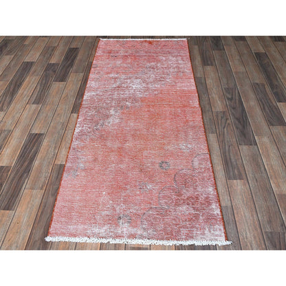 2'4"X5'6" Red Overdyed Vintage Zoroastrian Hand Knotted Wool Runner Rug
