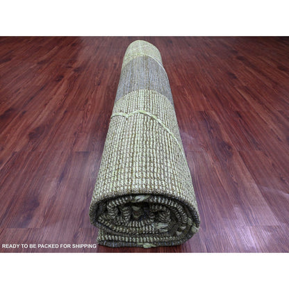 11'7"X14'8" Green Modern Swedish Design And Weave Wool Hand Knotted Rug