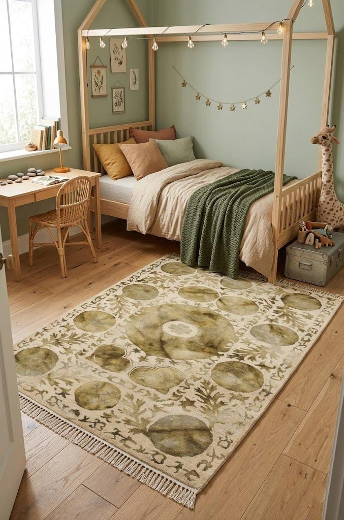 5x8 Cream & Brown Abstract Design Rug Hand-Tufted Modern Living Room Carpet