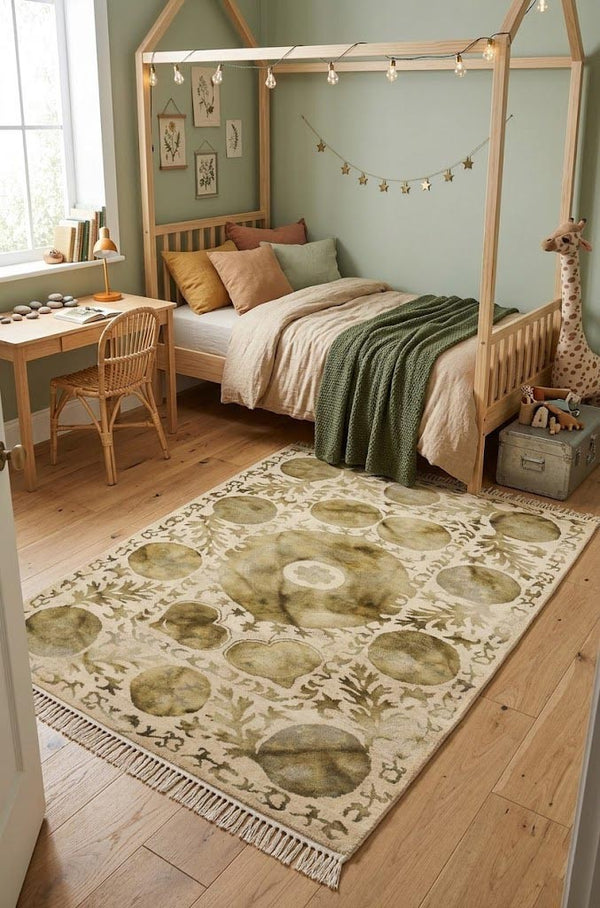 5x8 Cream & Brown Abstract Design Rug Hand-Tufted Modern Living Room Carpet