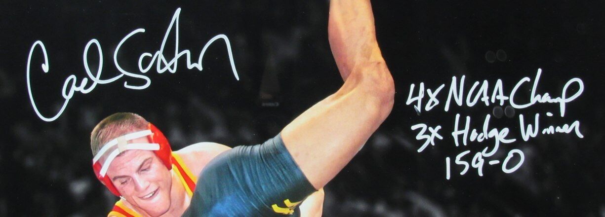 Cael Sanderson Signed/Inscribed 16X20 Photo