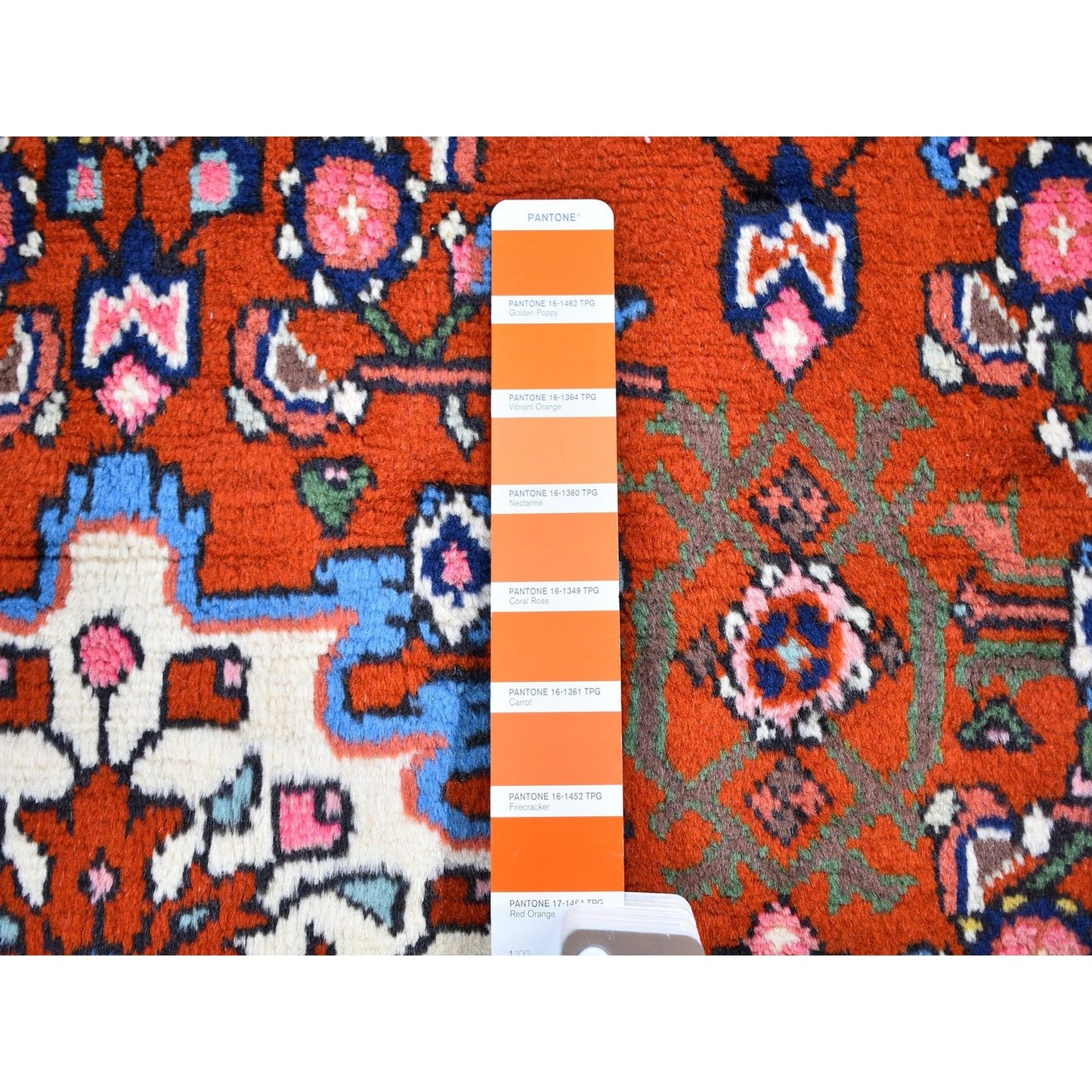 3'3"X4'5" New Farsian Amadan Orange Hand Knotted Pure Wool Oriental Rug