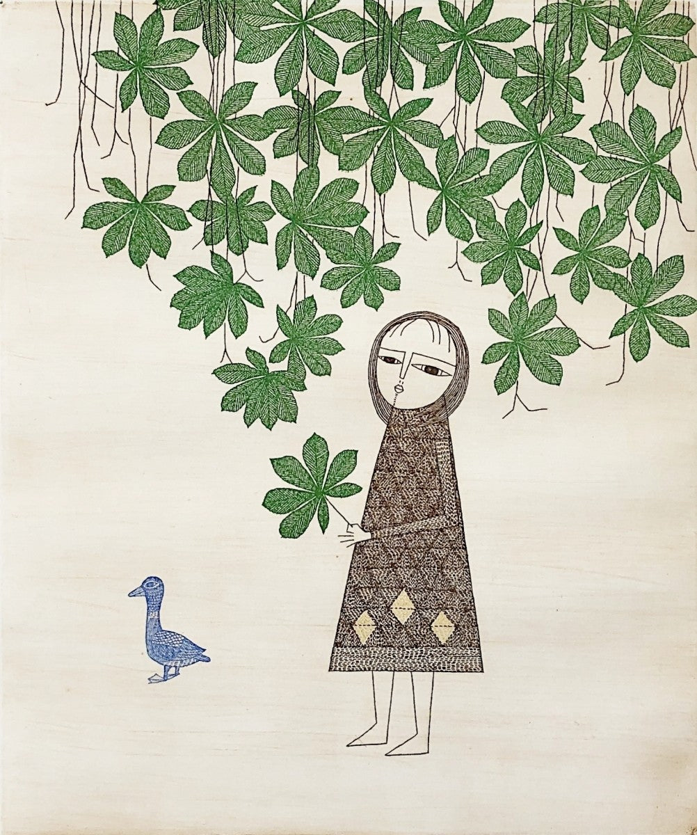 Keiko Minami Girl & Horse Chestnut Etching 1975 Signed ED 32/ 50 Framed With Box