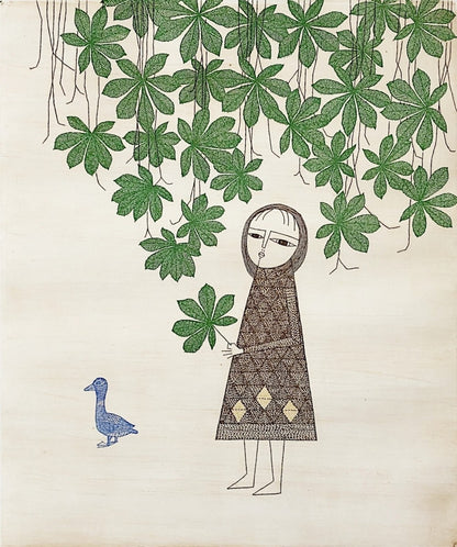Keiko Minami Girl & Horse Chestnut Etching 1975 Signed ED 32/ 50 Framed With Box