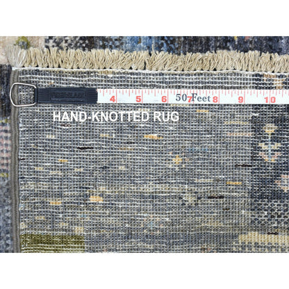 5'10"X9' Hand Knotted Wool Kashkuli Gabbeh Black Blue And Gray Rug