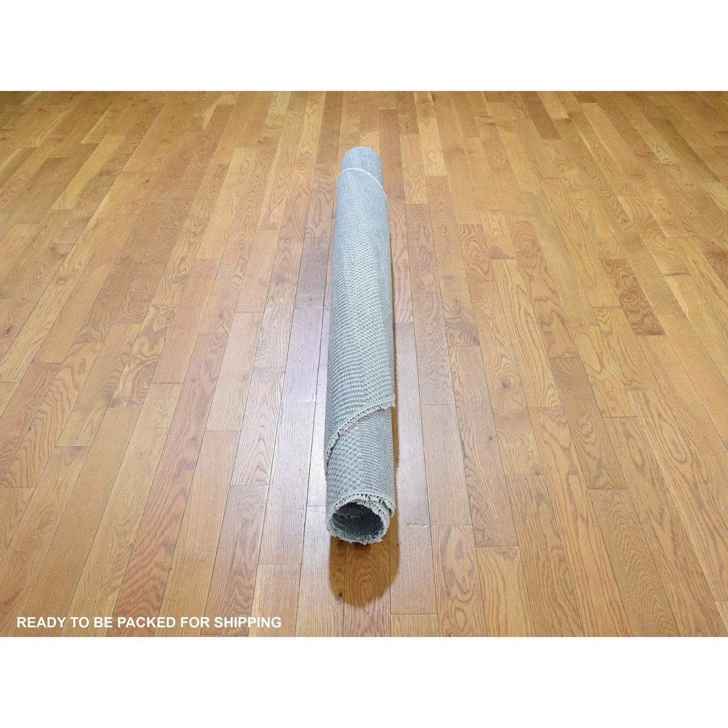 6'X6' Gray Grass Design Wool And Silk Hand Knotted Round Oriental Rug