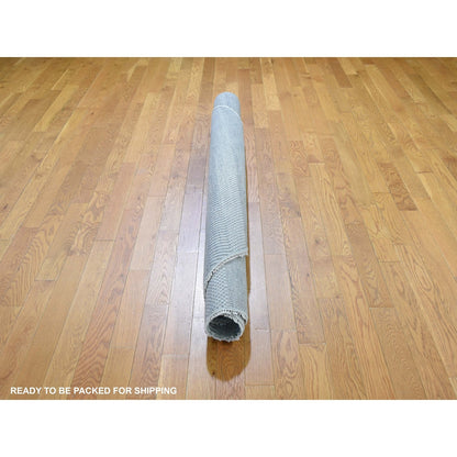 6'X6' Gray Grass Design Wool And Silk Hand Knotted Round Oriental Rug