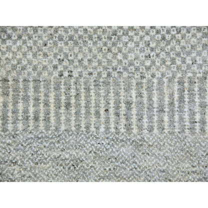 12'X12'4" Olive Gray Grass Design Undyed Wool Hand Knotted Square Rug