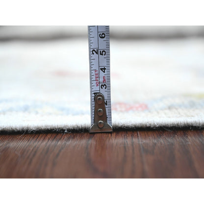 Rug 2'x3' White Afghan Angora Oushak Floral Pattern Hand Knotted Wool Mat