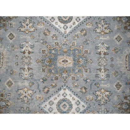 6'X6' Lavender Gray Hand Knotted Karajeh Design Wool Round Rug