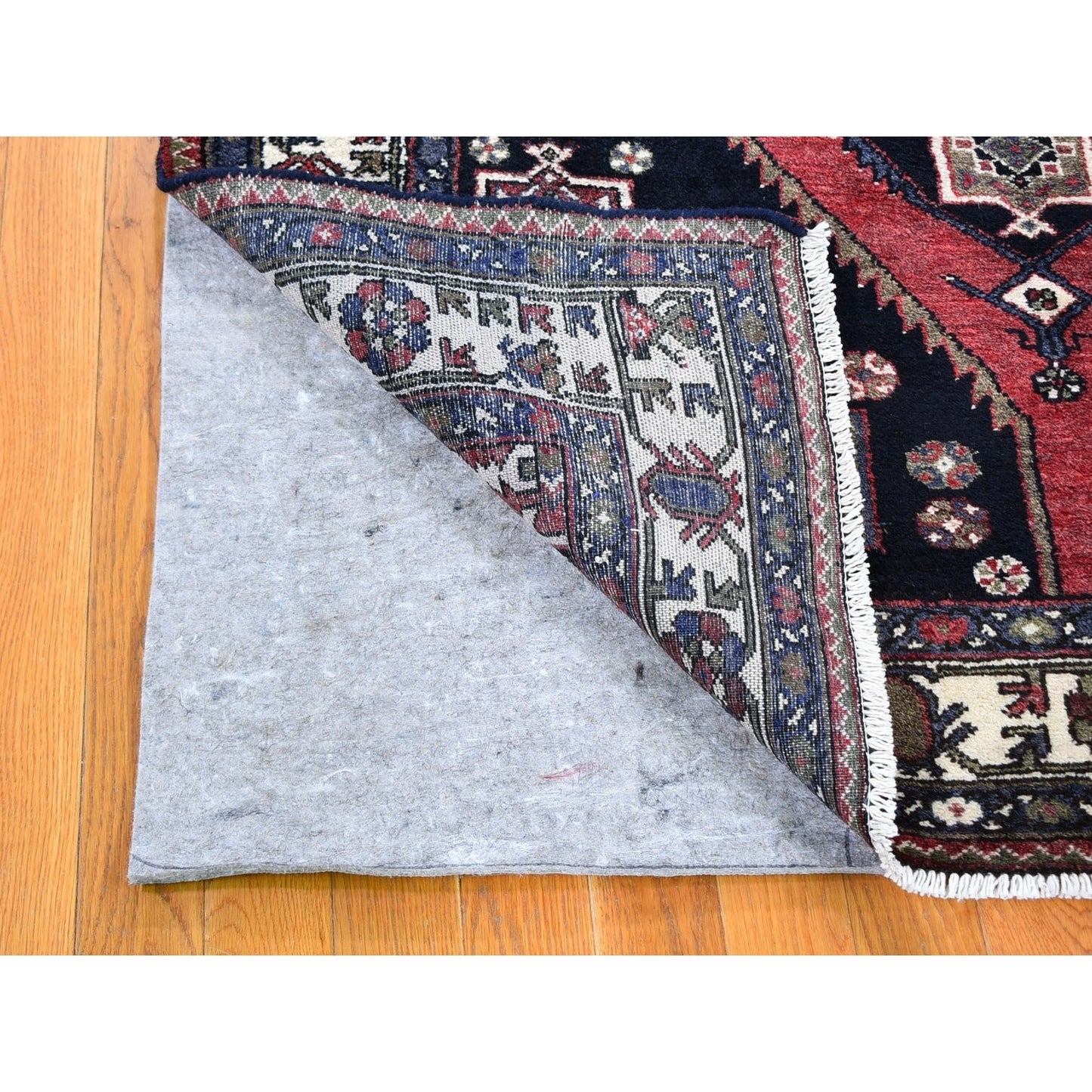4'6"X6'6" Navy New Farsian Moozligoon Pure Wool Hand Knotted Oriental Rug
