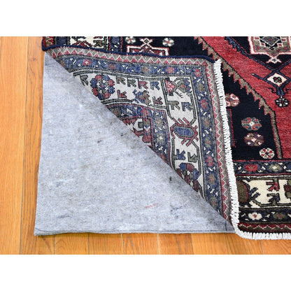 4'6"X6'6" Navy New Farsian Moozligoon Pure Wool Hand Knotted Oriental Rug
