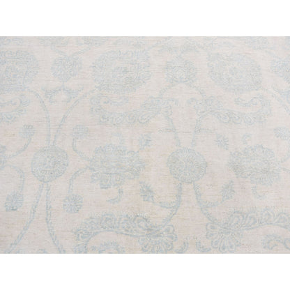 8'X10'1" White Tone On Tone Peshawar Design Pure Wool Hand Knotted Rug
