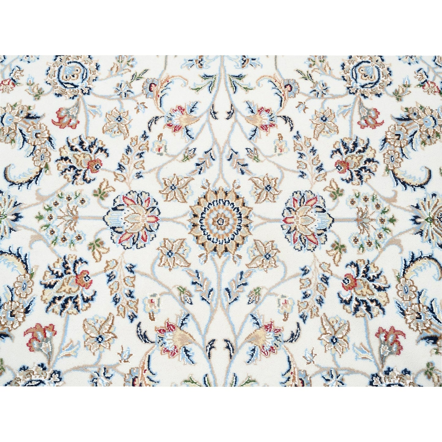 5'9"X5'9" All Over Design Square Wool And Silk 250 Kpsi Nain Handmade Rug