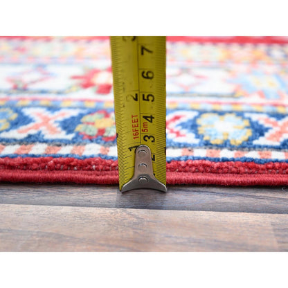2'9"X6'6" Red Denser Weave Oriental Wool Hand Knotted Kazak Runner Rug