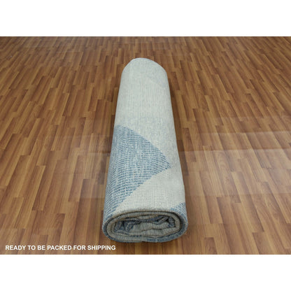 10'2"X14'2" Blue Wool Hand Knotted Geometric Art Deco Collection Rug
