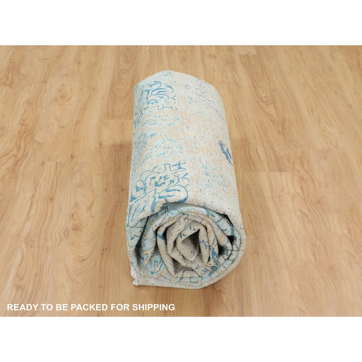 8'10"X12' Gray Snowflake Silk With Textured Wool Oriental Rug
