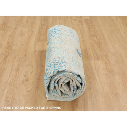 8'10"X12' Gray Snowflake Silk With Textured Wool Oriental Rug