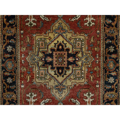 2'7"X7'10" Red New Zealand Wool Heris Revival Hand Knotted Runner Rug