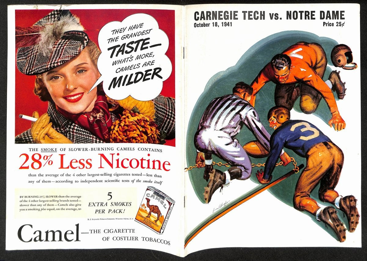 1941 Carnegie Tech Vs Notre Dame Vintage College Football Game Program 194612