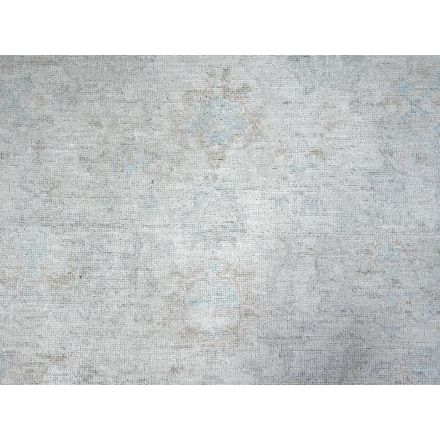 8'3"X9'9" Pacific Pearl White Faded Afghan Angora Oushak Oriental Rug
