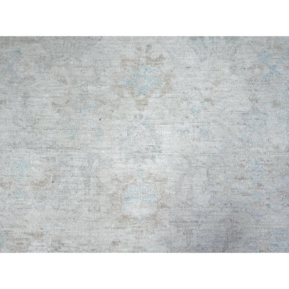 8'3"X9'9" Pacific Pearl White Faded Afghan Angora Oushak Oriental Rug