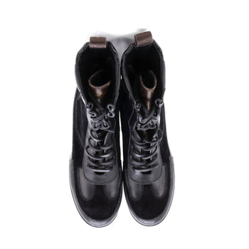 Louis Vuitton Women'S Laureate Platform Desert Boots Suede With Monogram Canvas